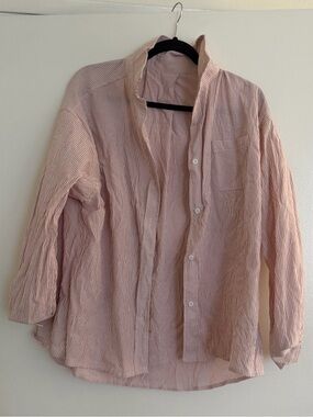 Red Striped Button-Up Shirt